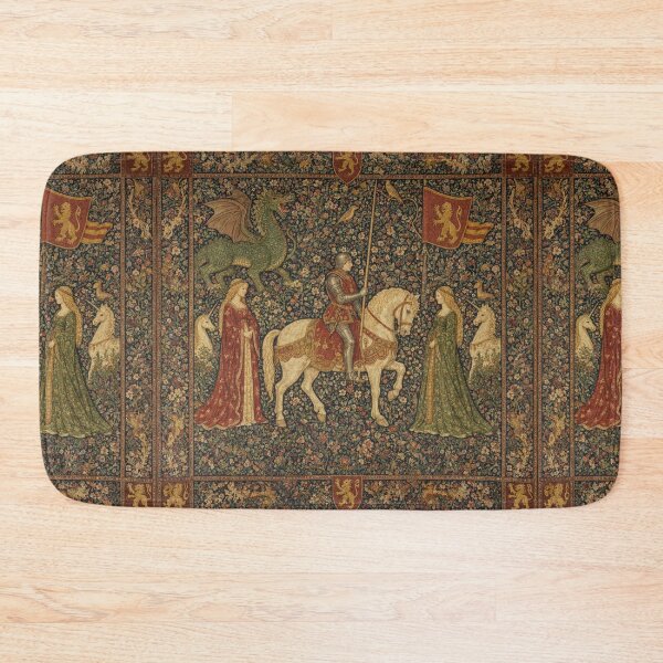 Item preview, Medieval tapestry art featuring knights, dragons, fair maidens and unicorns designed and sold by Vintage Designs +.