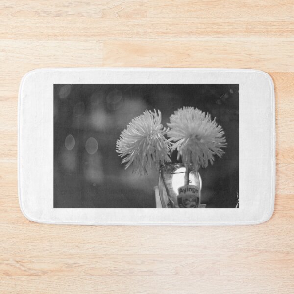 Item preview, Monochrome Chrysanthemum Blooms in Glass with Bokeh designed and sold by MerriliGueneve.