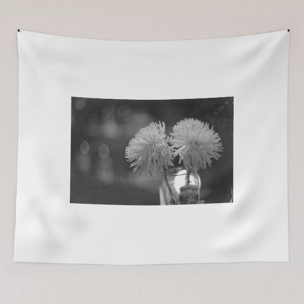 Item preview, Monochrome Chrysanthemum Blooms in Glass with Bokeh designed and sold by MerriliGueneve.