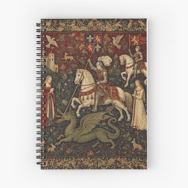 Item preview,  Medieval tapestry art featuring knights, dragons, fair maidens and unicorns designed and sold by Vintage Designs +.