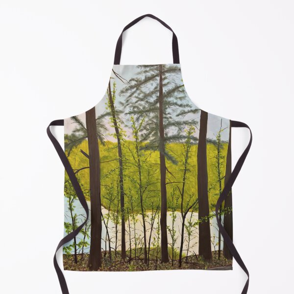 Item preview, Sunlit Forest Reflection Green Landscape Painting designed and sold by POPILATA.