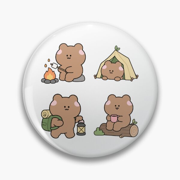 Item preview, Brown Bear Camping Outdoors – Cute Kawaii Cartoon designed and sold by Moffyuniverse.