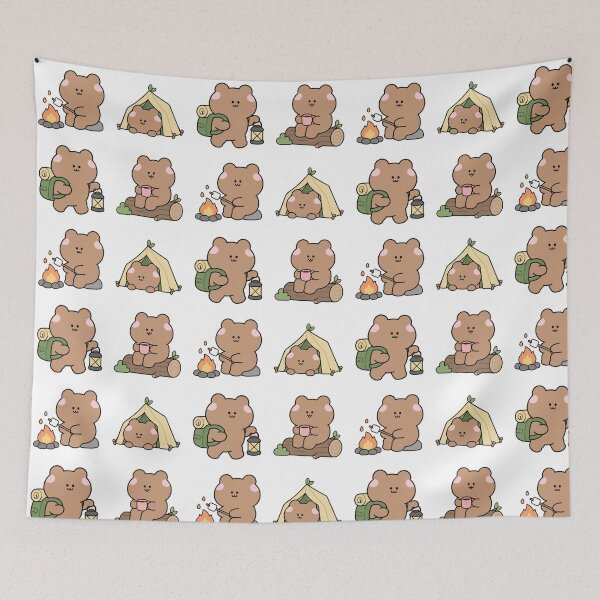 Item preview, Brown Bear Camping Outdoors – Cute Kawaii Cartoon designed and sold by Moffyuniverse.