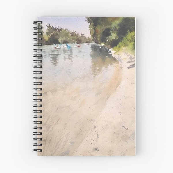 Item preview, River Beach Calm Boats Original Watercolor designed and sold by SlavaArt.