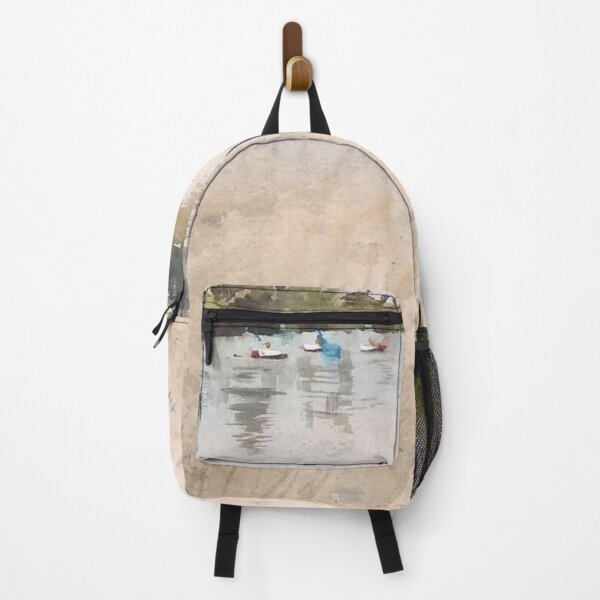 Item preview, River Beach Calm Boats Original Watercolor designed and sold by SlavaArt.