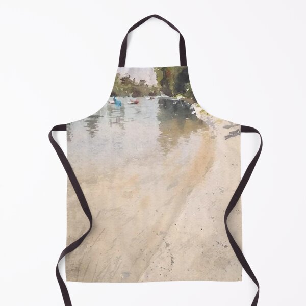 Item preview, River Beach Calm Boats Original Watercolor designed and sold by SlavaArt.