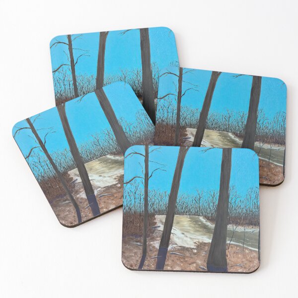 Item preview, Bare Winter Trees Blue Sky Landscape Painting designed and sold by POPILATA.