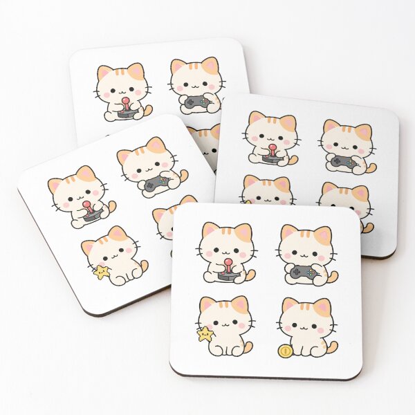 Item preview, Cute Cat Gaming And Drinking – Cute Kawaii Cartoon designed and sold by Moffyuniverse.