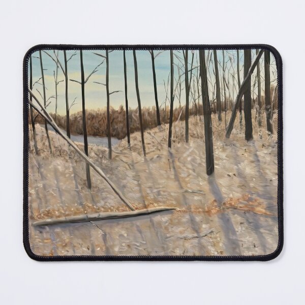 Item preview, Snowy Forest Tall Trees Shadow Landscape Painting designed and sold by POPILATA.