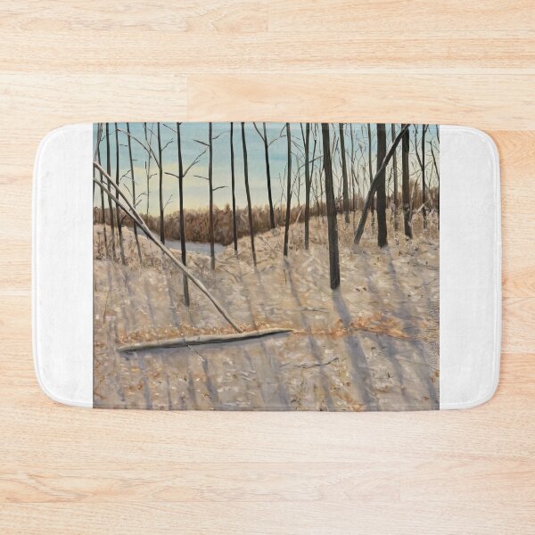 Item preview, Snowy Forest Tall Trees Shadow Landscape Painting designed and sold by POPILATA.