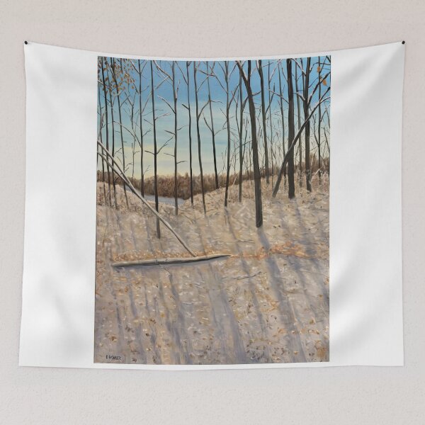 Item preview, Snowy Forest Tall Trees Shadow Landscape Painting designed and sold by POPILATA.