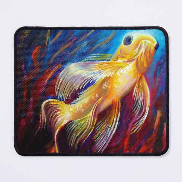 Item preview, Luminous Goldfish in Deep Blue and Red Abyssal Waters designed and sold by MerriliGueneve.
