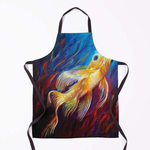 Item preview, Luminous Goldfish in Deep Blue and Red Abyssal Waters designed and sold by MerriliGueneve.