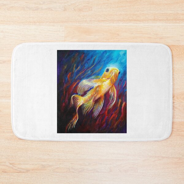 Item preview, Luminous Goldfish in Deep Blue and Red Abyssal Waters designed and sold by MerriliGueneve.