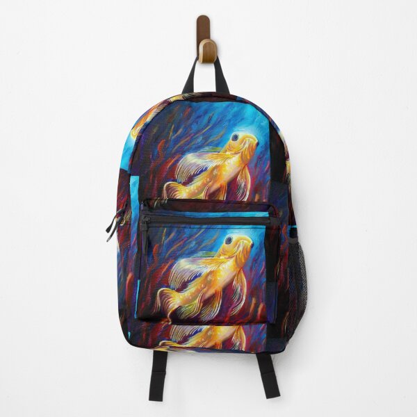 Item preview, Luminous Goldfish in Deep Blue and Red Abyssal Waters designed and sold by MerriliGueneve.