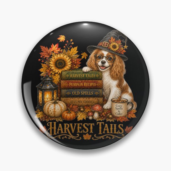 Item preview, Cavalier King Charles Spaniel Halloween Witch Autumn Harvest Tails designed and sold by Cute & Sassy Custom Gifting Boutiques.