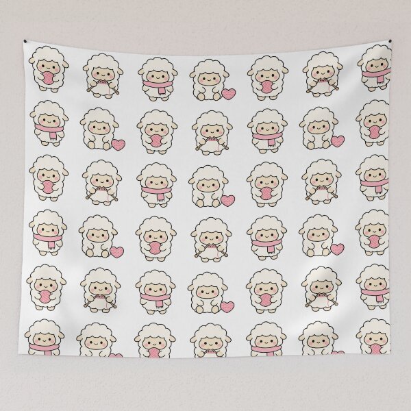 Item preview, Cute Sheep With Hearts – Cute Kawaii Cartoon designed and sold by Moffyuniverse.