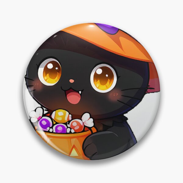 Item preview, Cute Black Cat Kitten Orange Witch Hat Trick-or-Treat Icon designed and sold by pumsquare.
