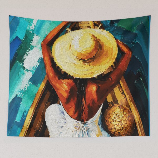 Item preview, Woman in the Boat – Palette Knife Textured Painting designed and sold by RamyGallery.