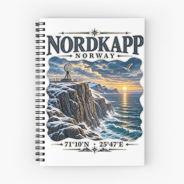 Item preview, Nordkapp Norway Vintage Travel Art – North Cape Arctic Cliffs designed and sold by ChicClicker.