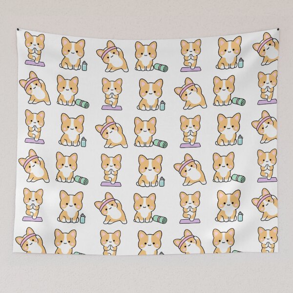 Item preview, Corgi Yoga Workout – Cute Kawaii Cartoon designed and sold by Moffyuniverse.