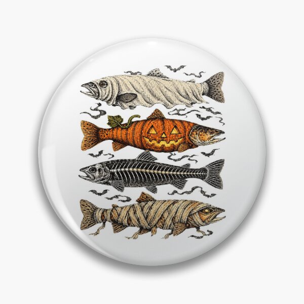 Item preview, Halloween Trout Fish Ghost Pumpkin Skeleton Mummy designed and sold by HenikaPonko.