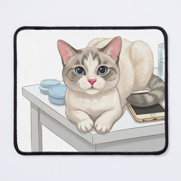 Item preview, BB's Lazy Afternoon - Blue-Eyed Point Cat Resting on Phone designed and sold by PetalsPaws.