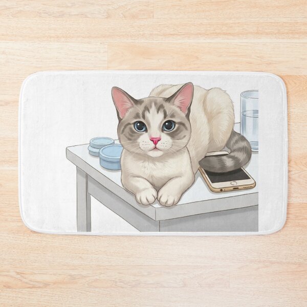 Item preview, BB's Lazy Afternoon - Blue-Eyed Point Cat Resting on Phone designed and sold by PetalsPaws.