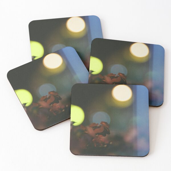 Item preview, Tiny Red Blossoms Against Glowing City Night Lights designed and sold by MerriliGueneve.