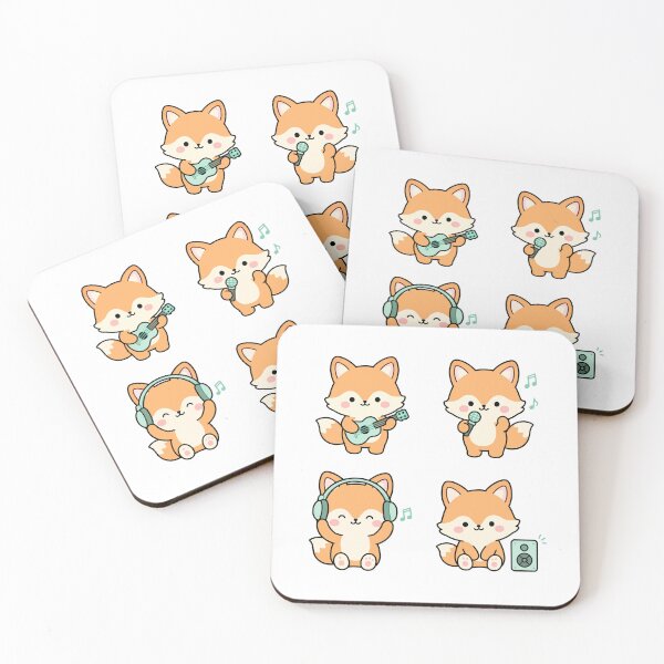 Item preview, Orange Fox Playing Music – Cute Kawaii Cartoon designed and sold by Moffyuniverse.