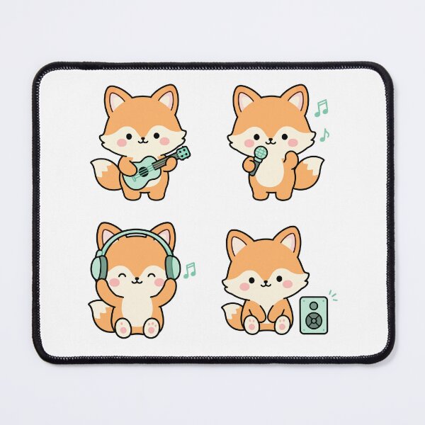 Item preview, Orange Fox Playing Music – Cute Kawaii Cartoon designed and sold by Moffyuniverse.