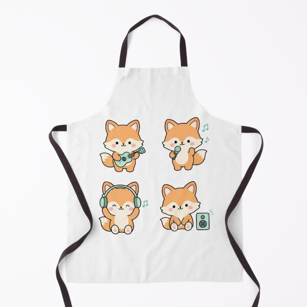 Aperçu de l'œuvre Renard orange jouant de la musique – Dessin animé kawaii mignon créée et vendue par Moffyuniverse.