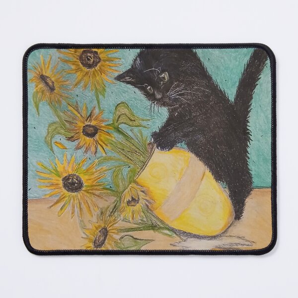 Item preview, Vincent's Cat - Kitten knocking over the famous sunflowers designed and sold by ZoNixonArt.