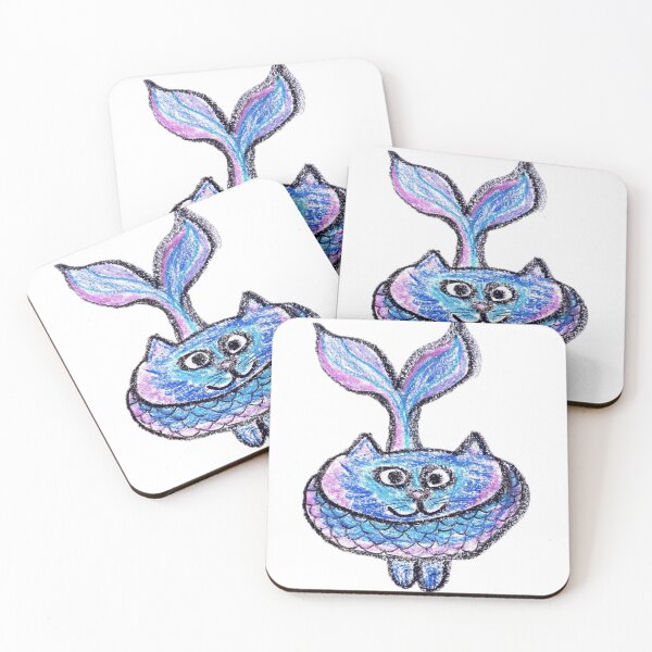 Item preview, Cute Purrmaid Magical Cat Mermaid Crayon Art designed and sold by MagicYana.