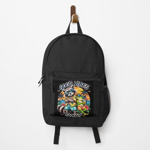 Item preview, Good Vibes Only – Tropical Raccoon and Frog Summer Friends designed and sold by DoveArtDesigns.