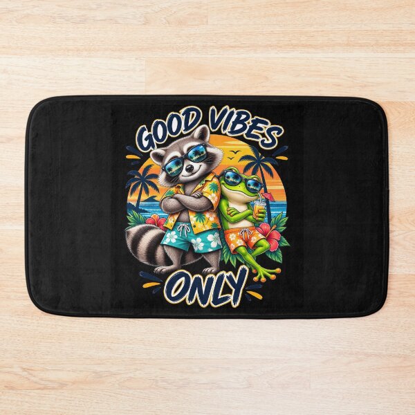 Item preview, Good Vibes Only – Tropical Raccoon and Frog Summer Friends designed and sold by DoveArtDesigns.