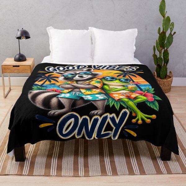 Item preview, Good Vibes Only – Tropical Raccoon and Frog Summer Friends designed and sold by DoveArtDesigns.