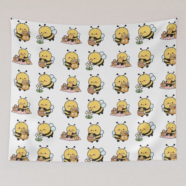 Item preview, Cute Bee Picnic And Honey – Cute Kawaii Cartoon designed and sold by Moffyuniverse.