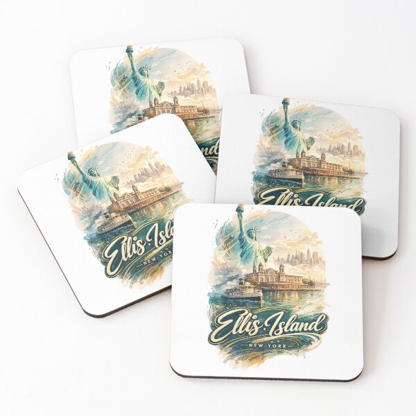 Item preview, Ellis Island New York — Statue of Liberty and Manhattan Harbor designed and sold by Aryabek.