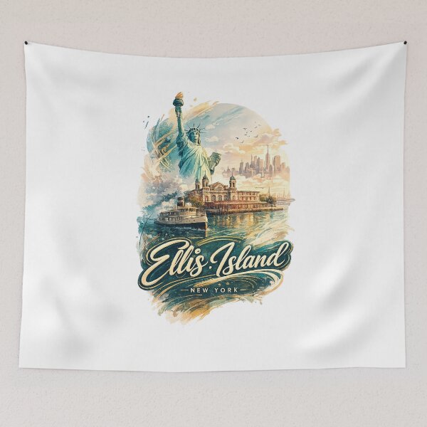 Item preview, Ellis Island New York — Statue of Liberty and Manhattan Harbor designed and sold by Aryabek.