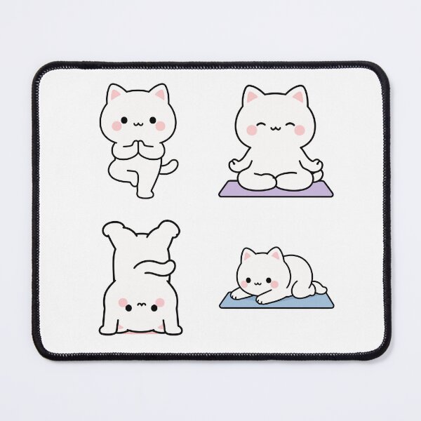 Item preview, White Cat Yoga Poses – Cute Kawaii Cartoon designed and sold by Moffyuniverse.