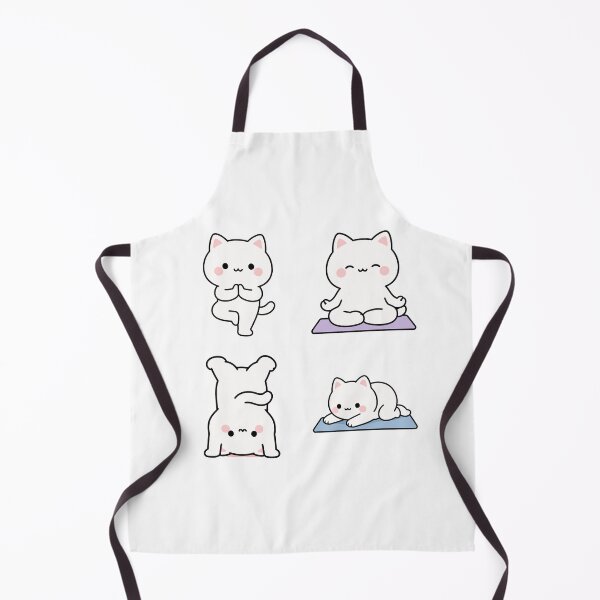 Item preview, White Cat Yoga Poses – Cute Kawaii Cartoon designed and sold by Moffyuniverse.