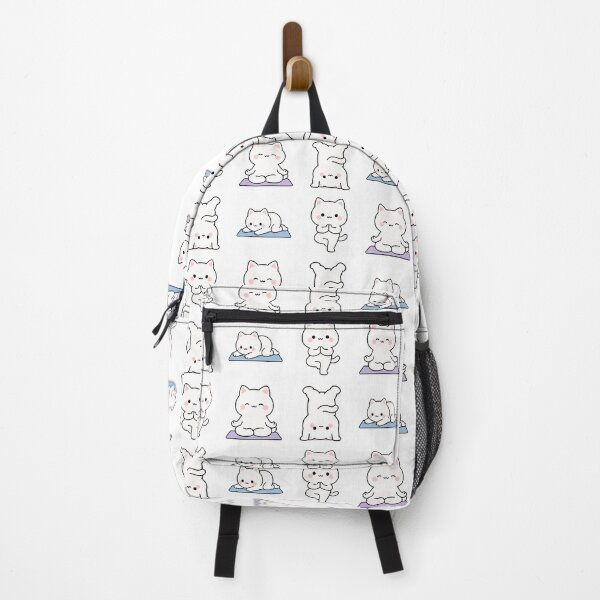 Item preview, White Cat Yoga Poses – Cute Kawaii Cartoon designed and sold by Moffyuniverse.