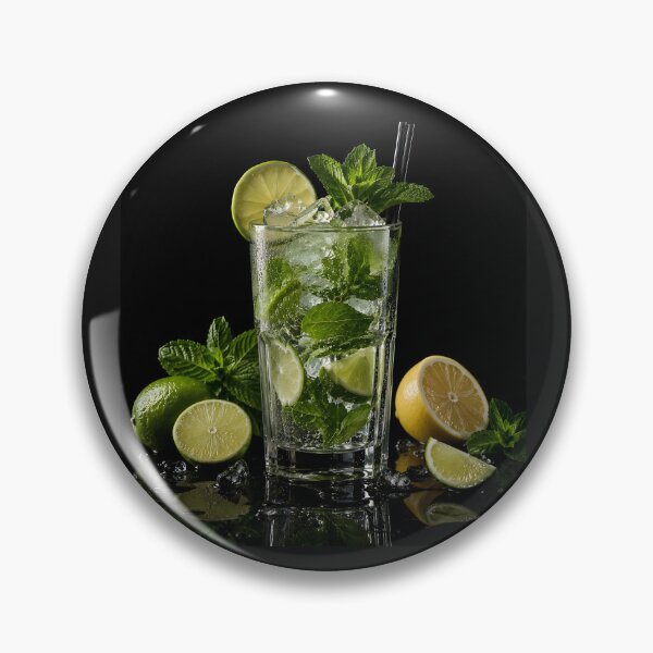 Item preview, Mojito Glass Cocktail on Black Background designed and sold by DoveArtDesigns.