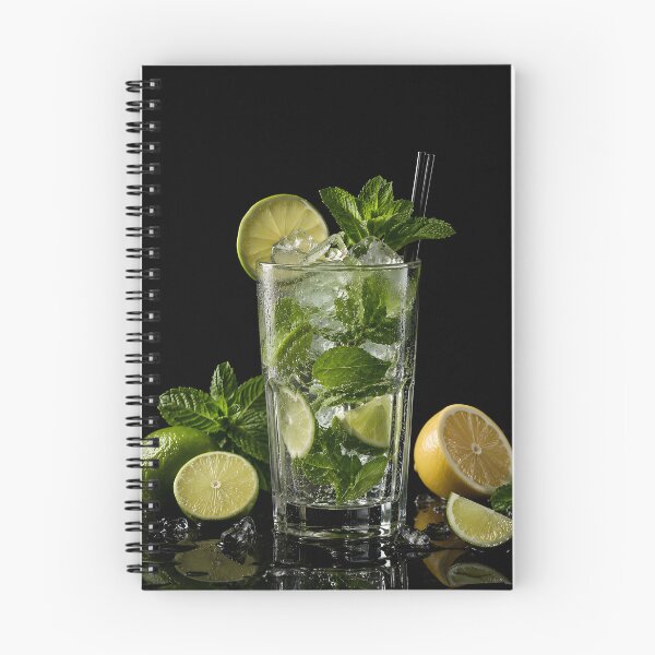 Item preview, Mojito Glass Cocktail on Black Background designed and sold by DoveArtDesigns.