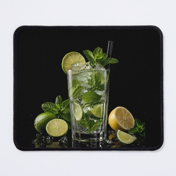 Item preview, Mojito Glass Cocktail on Black Background designed and sold by DoveArtDesigns.
