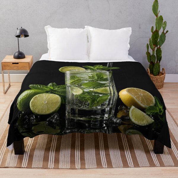 Item preview, Mojito Glass Cocktail on Black Background designed and sold by DoveArtDesigns.