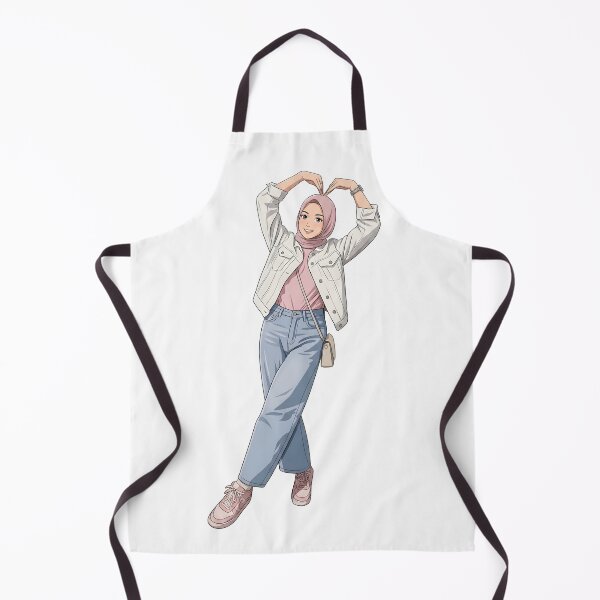 Item preview, Pink Hijab Girl Making a Heart Pose human art doodle art illustration designed and sold by sabartgunpla.