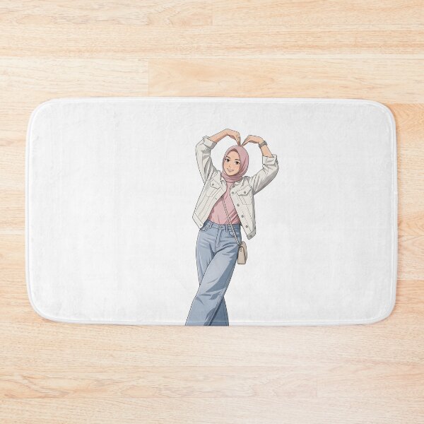 Item preview, Pink Hijab Girl Making a Heart Pose human art doodle art illustration designed and sold by sabartgunpla.
