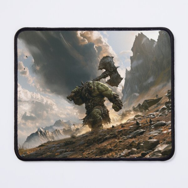 Item preview, A battle-hardened Orc charging across a rugged battlefield beneath dark storm clouds, Fantasy & Mythological Creatures designed and sold by CDC40.